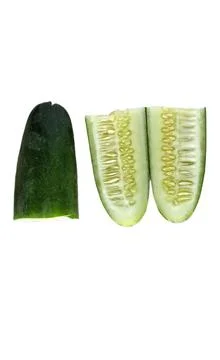 Cucumber on a white background, top view, close-up Stock Photos