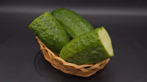 Cucumbers in the basket Stock Footage 113555051