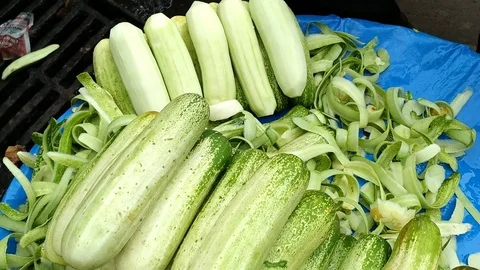 Cucumbers in Market Stock Footage 127104819