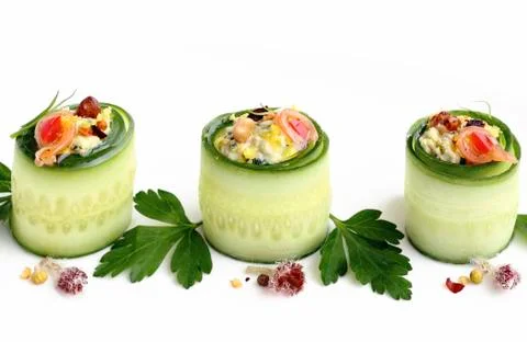 Cucumbers rolls Stock Photos