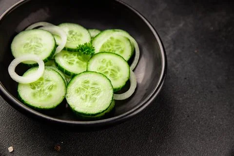 Cucumbers salad fresh vegetable dish delicious appetizer fresh and deliciou.. Stock Photos