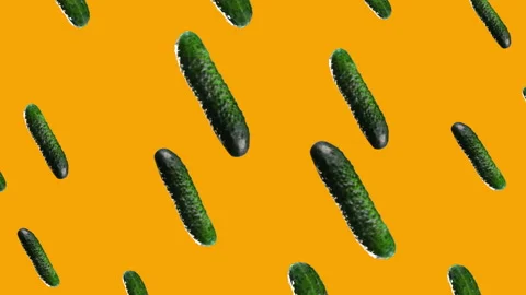Cucumbers spinning around crossing screen Stock Footage 133245529