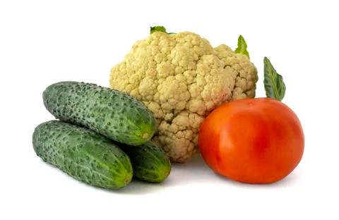 Cucumbers tomato cabbage broccoli Stock Photos