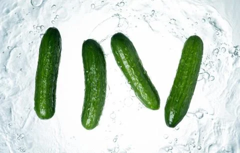 Cucumbers Water Splash Stock Photos