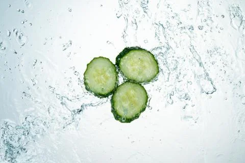 Cucumbers Water Splash Stock Photos