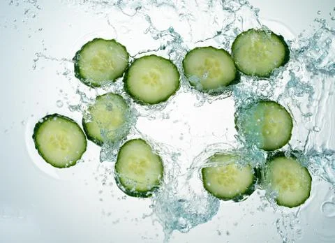 Cucumbers Water Splash Stock Photos