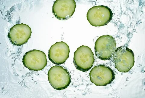 Cucumbers Water Splash Stock Photos