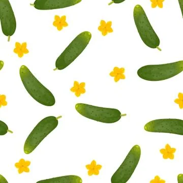 Cucumbers with yellow flowers. Stock Illustration