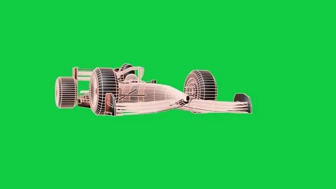 Cue approaching left, wireframe car showing left wheel and nose geometry on Stock Footage 337905768