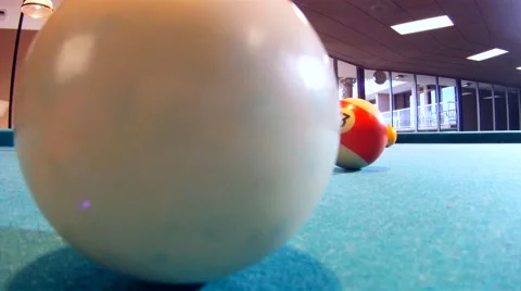 Cue ball being hit while playing pool Stock Footage 61084686
