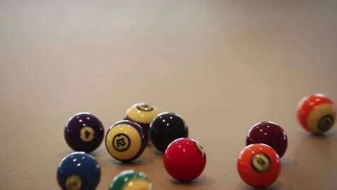 Cue Ball Break Rack Pool Table Video stock 163386771