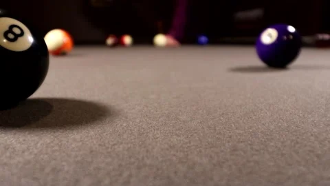 Cue Ball Rolling Toward Screen - table level POV real time Stock Footage 137070012