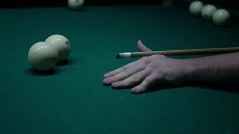 Cue hits the ball Stock Footage 70349483