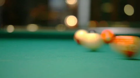 Cue shoots orange ball in pocket Stock Footage