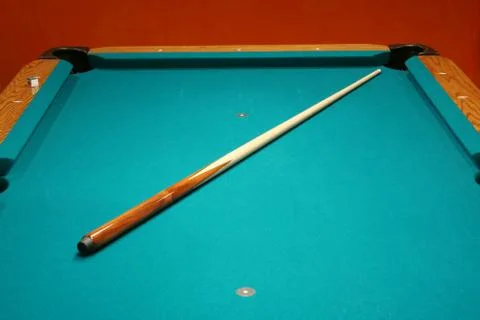 Cue stick on a pool table Foto stock