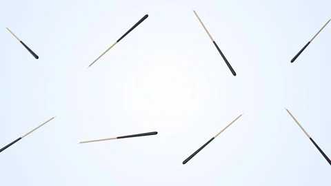 Cue Sticks Falling on a Light Background. Wooden Pool Sticks 3D Animation. 4K Stock Footage 300760074