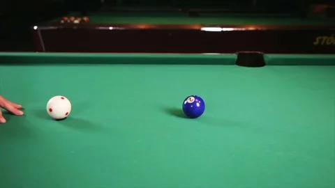 Cue strikes the cue ball Stock Footage 69166951