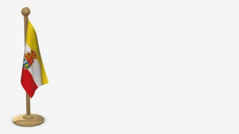 Cuenca 3D flag illustration hanging on golden flagpole. Stock Illustration