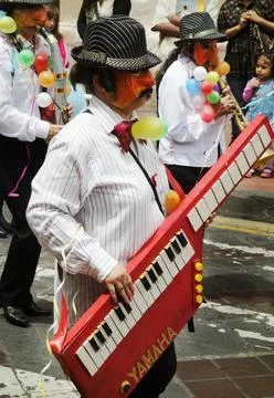 CUENCA, ECUADOR - 2-12-2015: People celebrate in the annual Carnival parade Stock Photos