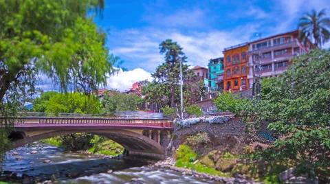 Cuenca. Ecuador. Beautiful view on bridge and town.4K Motion time lapse Stock Footage 63912993