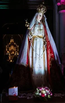 Cuenca, Ecuador, Dec 7, 2021 - The Traveling Child statue is brought out from Stock Photos