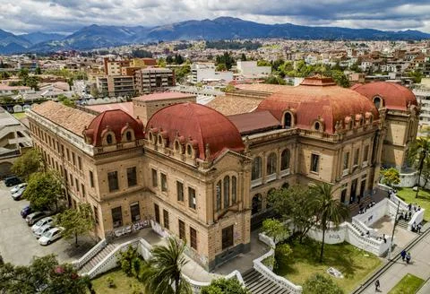 Cuenca, Ecuador - October 20, 2017 - Aerial view of the iconic Benigno Mal high Stock Photos