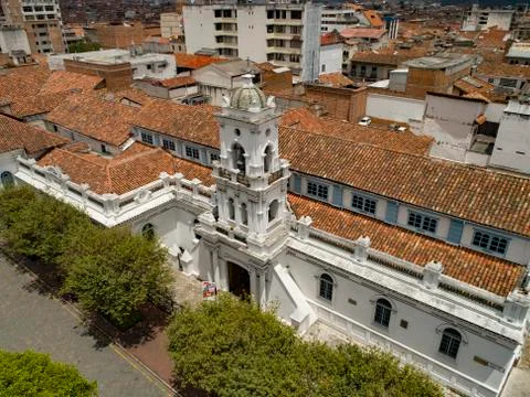 Cuenca, Ecuador - October 21, 2017 - Aerial view of the iconic Old Cathedral  Stock Photos