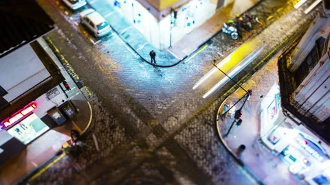 Cuenca, Ecuador. Traffic on rainy streets at night. 4K time lapse Stock Footage 130320362