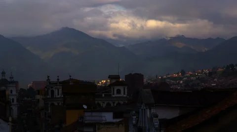 Cuenca, Ecuador. View on old town and mountain behind. 4K time lapse Stock Footage 63910217