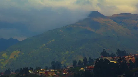 Cuenca, Ecuador. View on old town and mountain behind. 4K time lapse Stock Footage 63910764
