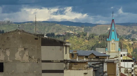 Cuenca, Ecuador. View on old town and mountain behind. 4K time lapse Stock Footage 63911542