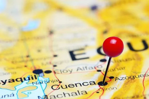 Cuenca pinned on a map of America Stock-Fotos
