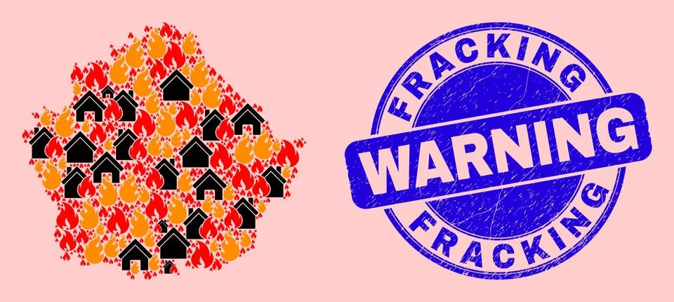 Cuenca Province Map Composition of Fire and Buildings and Scratched Fracking Ilustración de archivo