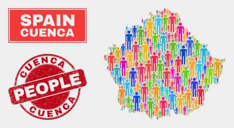 Cuenca Province Map Population People and Unclean Seal Illustrazione stock