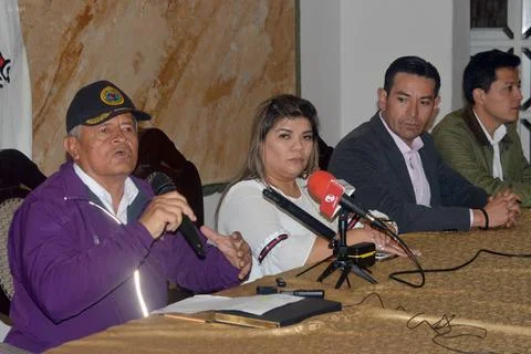  CUENCA-RUEDA PRENSA-TEMA SEGURIDAD-CARNAVAL Cuenca,Ecuador 5 de febrero d... Stock Photos