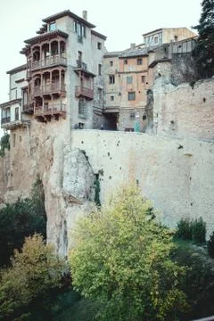 Cuenca, Spain 11 October , 2017. Many casas colgadas are built right up to th Stock Photos