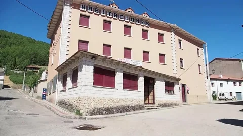 Cuenca town's population to increase fivefold for solar eclipse, Tragacete, ES - Stock Footage 340083277