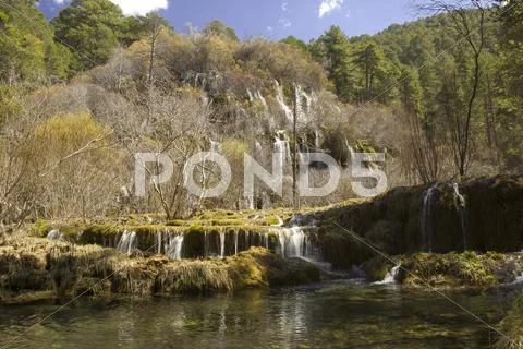 Cuervo cascade, cuenca, spain Stock Photos