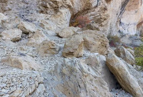 Cuesta is a mountainous area, studying the structure of canyons of volcanic o Stock Photos