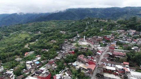 Cuetzalan city aerial drone view in Mexico Stock Footage 202090050