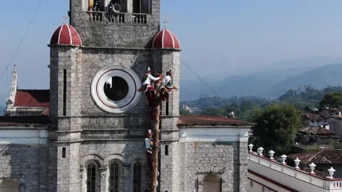 Cuetzalan dance of the flyers ceremony Stock Footage 202093294