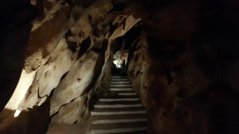 Cueva del tesoro getting inside of the treasure cave in rincon de la victoria Stock Footage 135345849