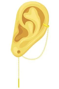 Cuff earrings threader on ear vector illustration Stock Illustration