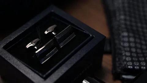 Cufflinks in a box. Stock Footage 194691814