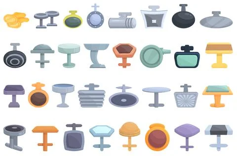 Cufflinks icons set cartoon vector. Classic golden Stock Illustration