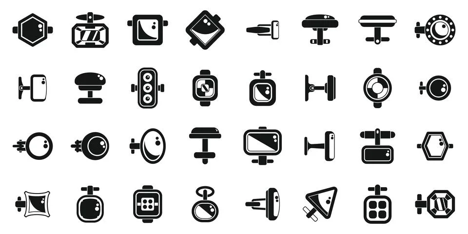 Cufflinks icons set simple vector. Classic golden Stock Illustration