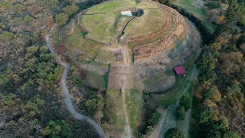 Cuicuilco Circular Pyramid, Beautiful Drone Clip, Mexico, Ancient Ruin 4K Stock Footage 243700780