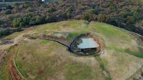 Cuicuilco Circular Pyramid, Close-Up Drone View, Mexico City, Ancient Ruins 4K Stock Footage 243740341