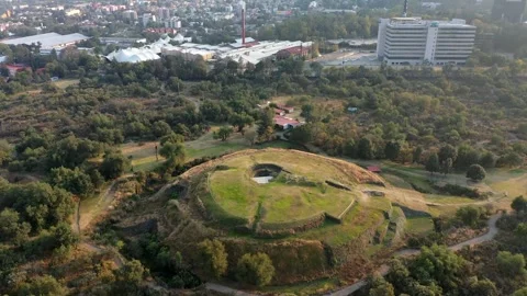 Cuicuilco Circular Pyramid, Stunning Drone View, Mexico City, Ancient Ruins 4K Stock Footage 243695828