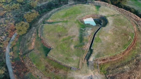 Cuicuilco, Massive Circular Pyramid, Drone View, Mexico City, Ancient Ruins 4K Stock Footage 243743670